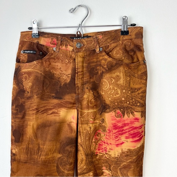 Vintage Rampage Printed Boho Western Flare Low Rise Pants - Picture 2 of 6